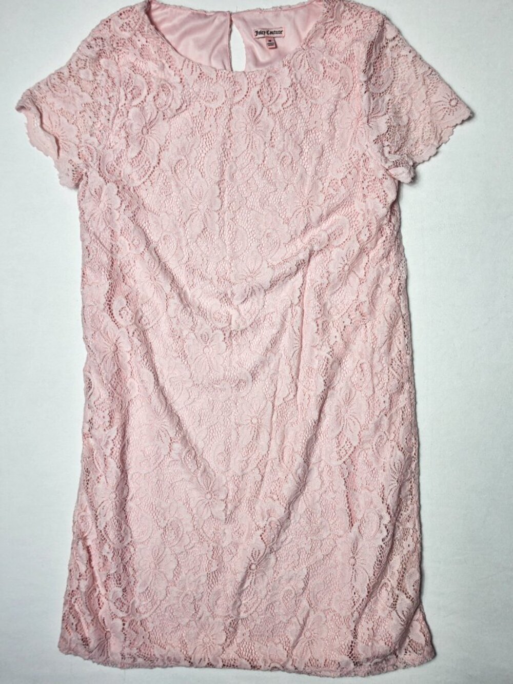Medium Juicy Couture Pink Floral Lace Shift Dress Coral